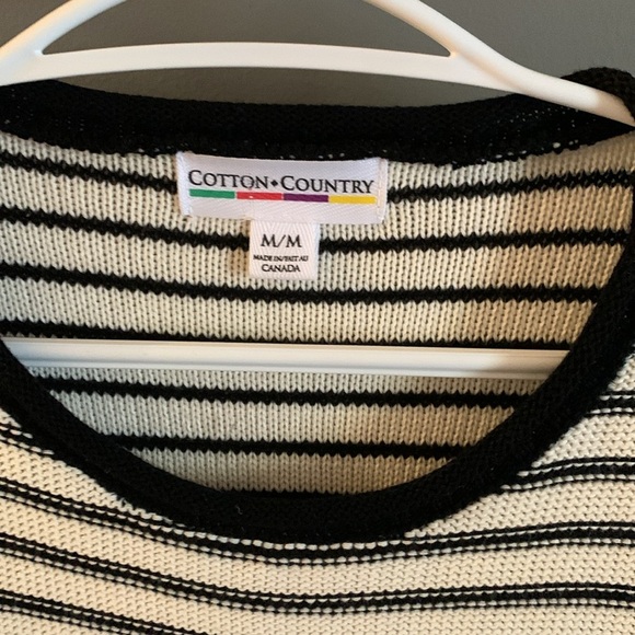 Cotton country Striped Black and White Sweater American flag cotton crewneck - Picture 3 of 5